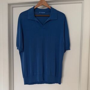 J. McLaughlin 100% Cotton Deep Blue Polo Shirt